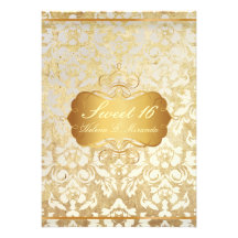 Princesa del dulce 16/del vintage/damasco de la pe invitaciones personales 