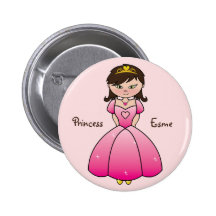 Princesa en botón conocido rosado pins