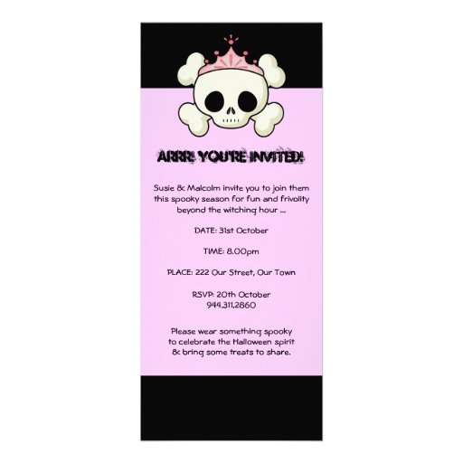 Princesa Invitation del pirata de Halloween Comunicado
