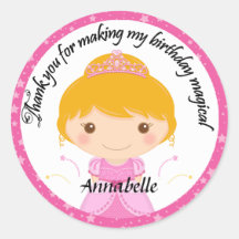 Princesa linda Party Thank You Etiquetas