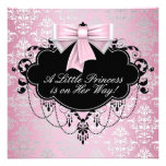 Princesa negra rosada de plata elegante fiesta de  invitaciones personalizada
