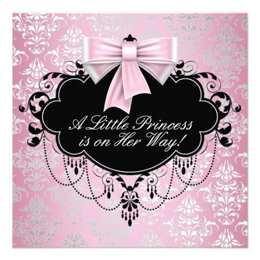 Princesa negra rosada de plata elegante fiesta de  invitaciones personalizada