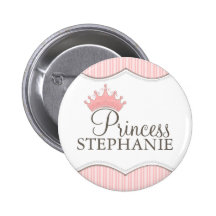 Princesa Party Personalized Crown Button Pin