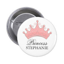Princesa Party Personalized Crown Button Pin