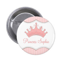 Princesa Party Personalized Crown Button Pins