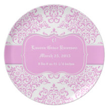 Princesa Pink Floral Damask Plato