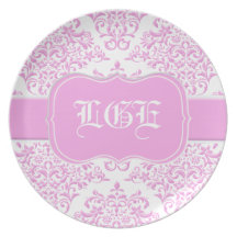 Princesa Pink Floral Damask Platos De Comidas