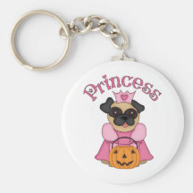 Princesa Pug del feliz Halloween con la calabaza Llaveros