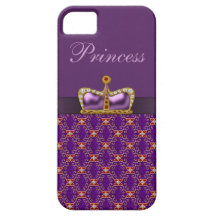 Princesa púrpura Faux Diamonds y corona de rubíes iPhone 5 Case-Mate Coberturas