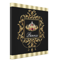 Princesa roja real elegante de la tiara del negro  impresión de lienzo