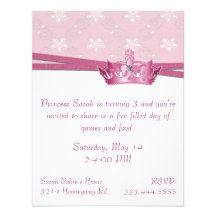 Princesa rosada Birthday Invitation Comunicado Personalizado