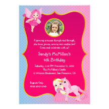 Princesa rosada Pony Birthday Comunicados Personalizados