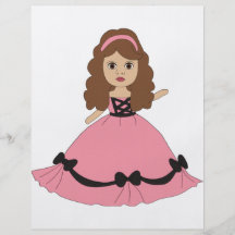 Princesa rosada y negra 1 del vestido tarjetones