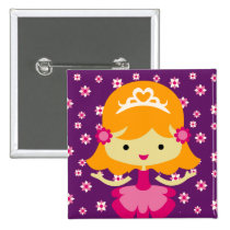 Princesa rubia Birthday Button botones