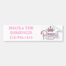 princesa, SHAYLA THESHMENGIE218-936-1414 Etiqueta De Parachoque