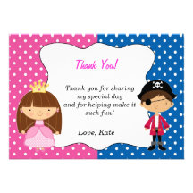 Princesa Thank You Card - chica del pirata Invitación