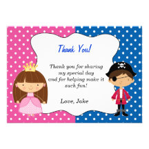 Princesa Thank You Card - muchacho del pirata Comunicado Personal