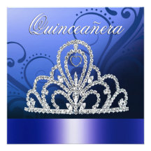 Princesa Tiara Quinceanera (azules añiles) Invitación Personalizada