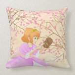 Princesa y ardilla rosadas con la almohada del flo