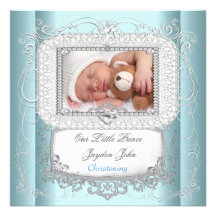 Príncipe azul de la cruz del bautismo del bautizo  invitación personalizada