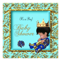 Príncipe heredero azul del muchacho del oro de la  invitacion personalizada