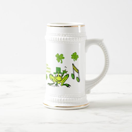 Príncipe irlandés Cute Cartoon Frog Shamrock Stein Taza De Café