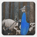 Príncipe y Tomte (gnomo) en el bosque Calcomanías Cuadradas Personalizadas