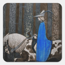 Príncipe y Tomte (gnomo) en el bosque Calcomanías Cuadradas Personalizadas