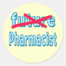 Productos de la graduación del farmacéutico etiquetas redondas