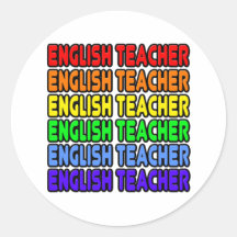 Profesor de inglés del arco iris etiquetas redondas