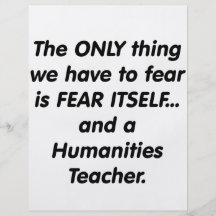 Profesor de la humanidad del miedo tarjetas informativas