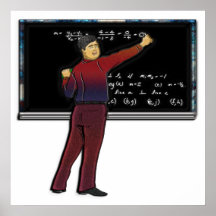 Profesor de matemáticas en la impresión de la piza posters