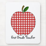 Profesor Gingha rojo Apple del primer grado Alfombrilla De Raton