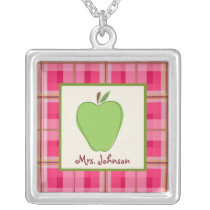 Profesor personalizado tela escocesa rosada verde  collares