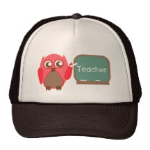 Profesor rojo del búho en la pizarra gorros bordados