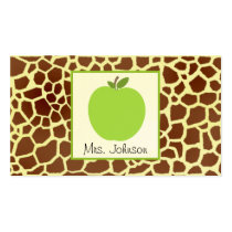 Profesor verde del estampado de girafa de Apple tarjetas de negocio