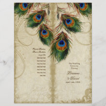 Programa a juego elegante del pavo real y del boda tarjetas informativas