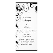 Programa afiligranado blanco y negro del boda del  tarjeta publicitaria