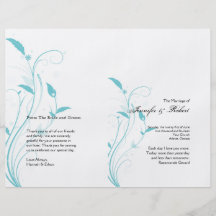 Programa afiligranado floral azul del boda de la a flyer personalizado