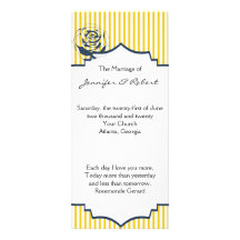 Programa amarillo azul moderno del boda de la raya diseños de tarjetas publicitarias