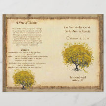 Programa amarillo caprichoso del boda del árbol de tarjeta publicitaria