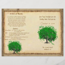 Programa amarillo caprichoso del boda del árbol de flyer a todo color