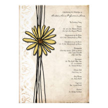 Programa amarillo del boda de la margarita del vin comunicado personalizado