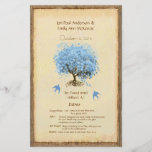 Programa azul caprichoso del boda del árbol de la  folletos