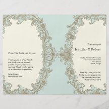 Programa azul del boda de la crema del vintage de  tarjetón