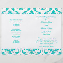 Programa azul del boda del damasco del vintage del tarjetas informativas