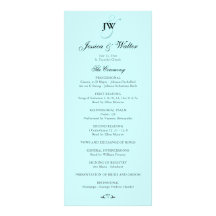 Programa azul del boda del monograma de Tiffany Tarjeta Publicitaria Personalizada