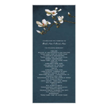 Programa azul y blanco del boda de la magnolia invitación personalizada