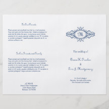 Programa barroco del boda de los azules marinos de tarjeton