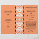 Programa blanco anaranjado del boda del damasco flyer a todo color